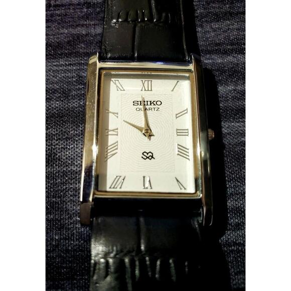 RARE NOS Seiko Men Tank Gorgeous White Dial Dress Watch - Picture 4 of 6